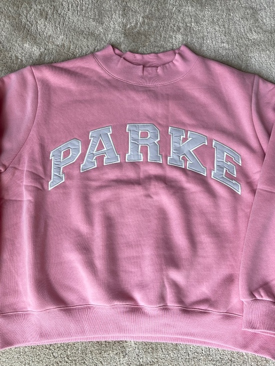 Parke Tops - NWT PARKE Varsity Mockneck Sweatshirt / Blush + Lavender / Size L/XL